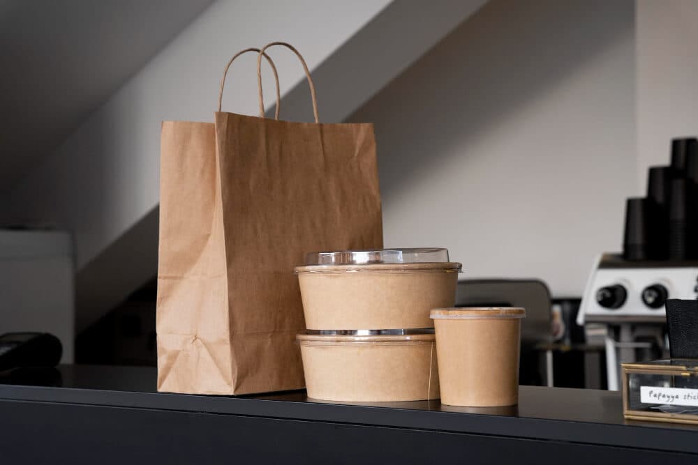 Kraft paper bag and food containers